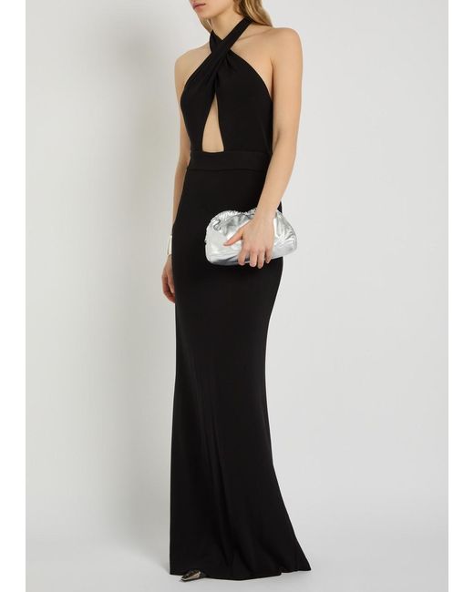 Nili Lotan Black Lita Halterneck Stretch-Jersey Gown