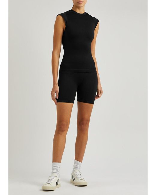 Prism Black Rouse Ribbed Stretch-jersey Top