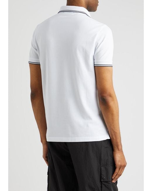 Stone Island White Piqué Cotton Polo Shirt for men