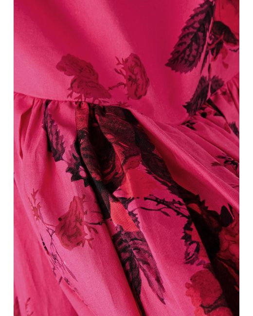 Erdem Pink Floral-print Cotton Midi Dress