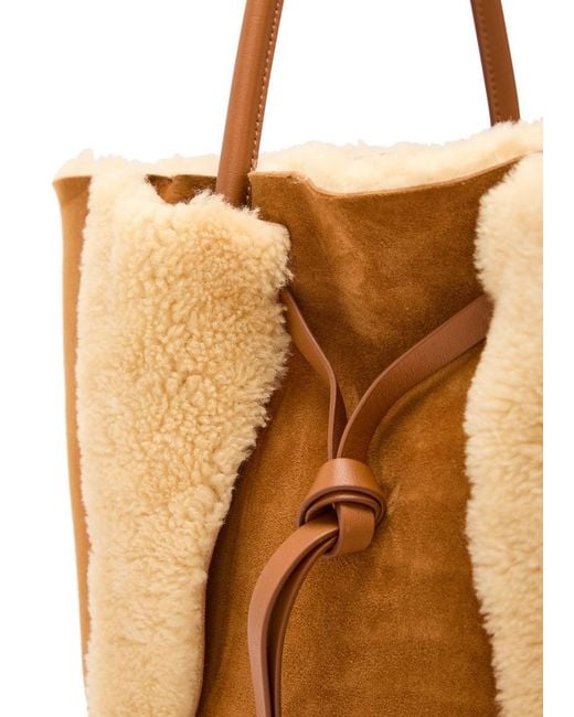 Gabriela Hearst Brown Marija Shearling And Suede Tote Bag