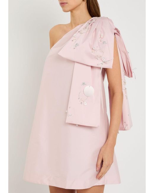 BERNADETTE Pink Winnie Bow-Embellished Taffeta Mini Dress