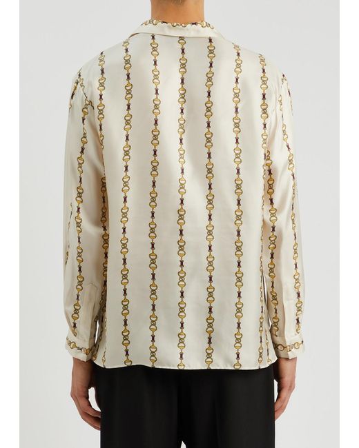 Gucci Natural Printed Silk-satin Shirt for men