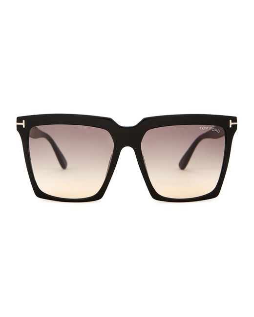 Tom Ford Black Square-Frame Sunglasses Sabrina, , Designer-Engraved Graduated Lenses, 100% Uv Protection