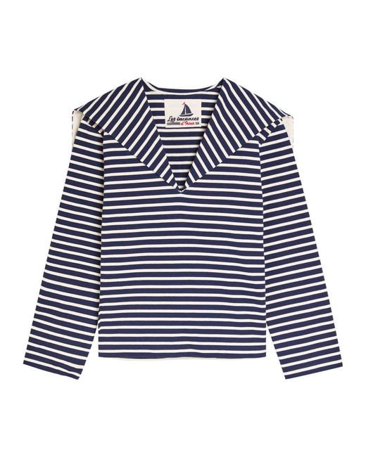 Les Vacances d'Irina Blue The Seaman Striped Cotton Top