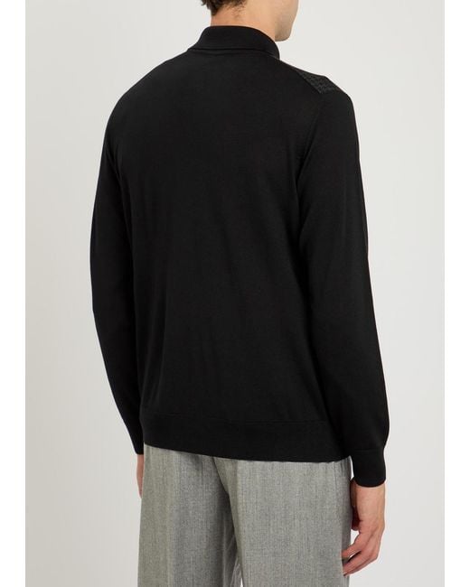 Lardini Black Houndstooth Wool Cardigan for men