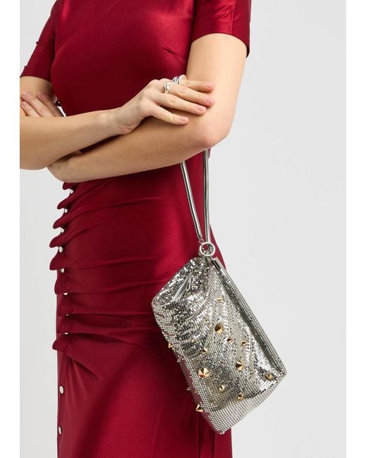 Rabanne Gray Studded Chainmail Shoulder Bag