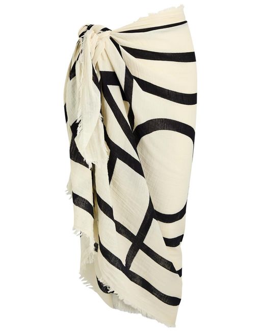 Totême  White Logo-Print Cotton Sarong