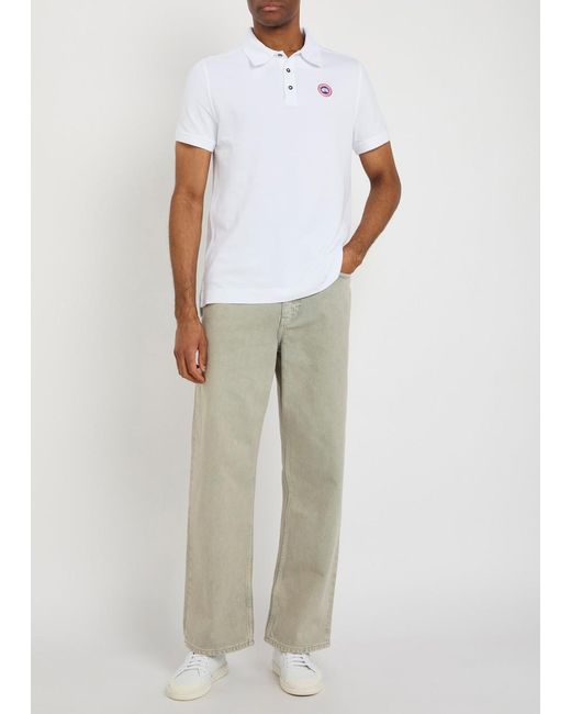 Canada Goose White Beckley Logo Piqué Cotton Polo Shirt for men