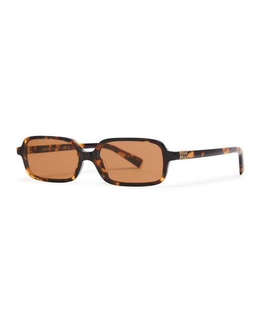 Miu Miu Brown Eyewear Regard Rectangle-Frame Designer Sunglasses