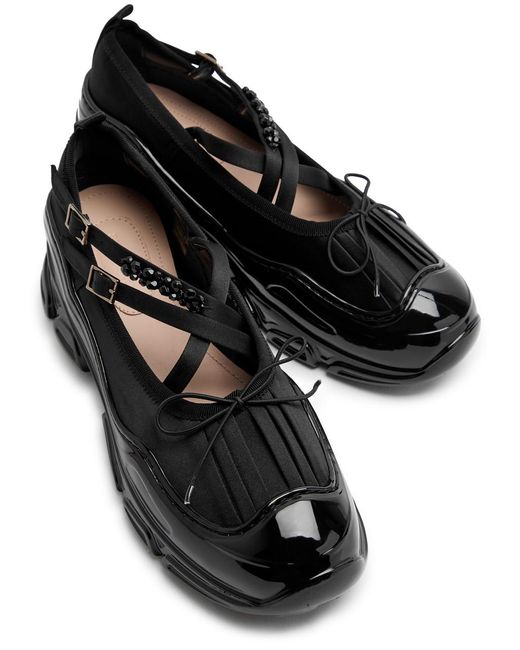 Simone Rocha Black Embellished Satin Sneakers