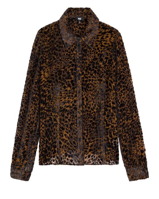 PAIGE Brown Desano Leopard Devoré Shirt