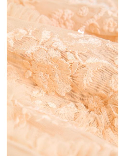 Needle & Thread Natural Carmen Ruffled Tulle Gown