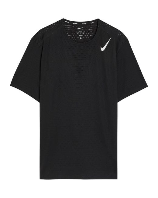Nike Black Aeroswift Dri-Fit Adv Perforated Jersey Running T-Shirt for men