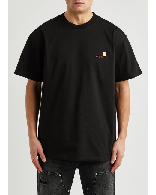 Carhartt Black American Script Logo-Embroidered Cotton T-Shirt for men