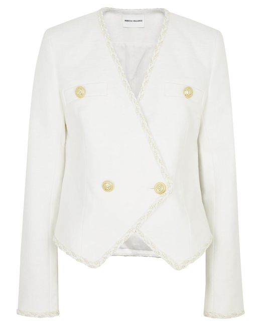 Rebecca Vallance White Clarisse Bouclé Cotton-Blend Jacket