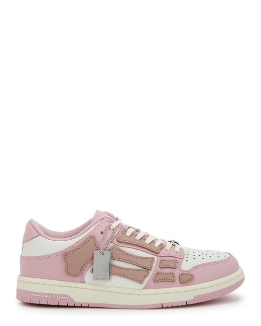 Amiri Skel Panelled Leather Sneakers in Pink | Lyst