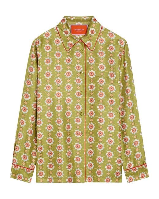 LaDoubleJ Green Boy Printed Silk Shirt