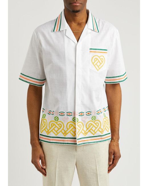 Casablancabrand White Eyelet-embroidered Cotton Shirt for men