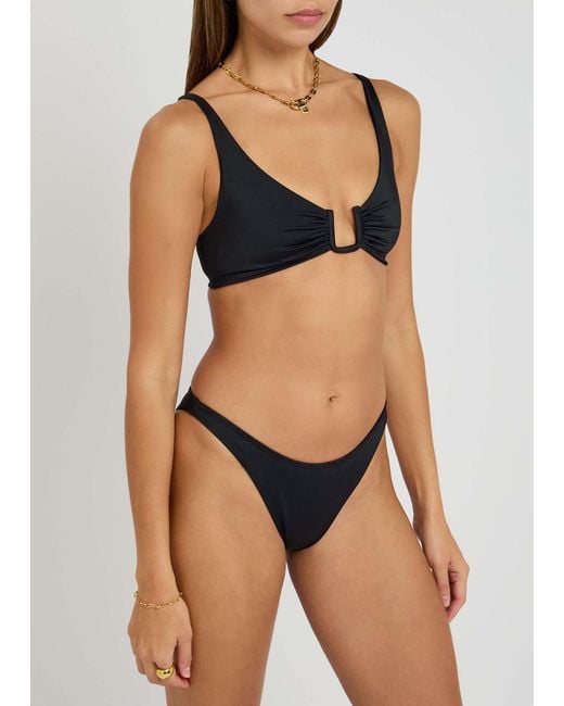 Away That Day Black Lido Unidici Scoop Neck Designer Bikini, Light, L