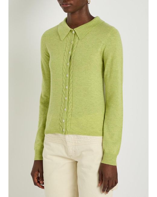 Damson Madder Green Voula Wool And Cashmere-Blend Cardigan