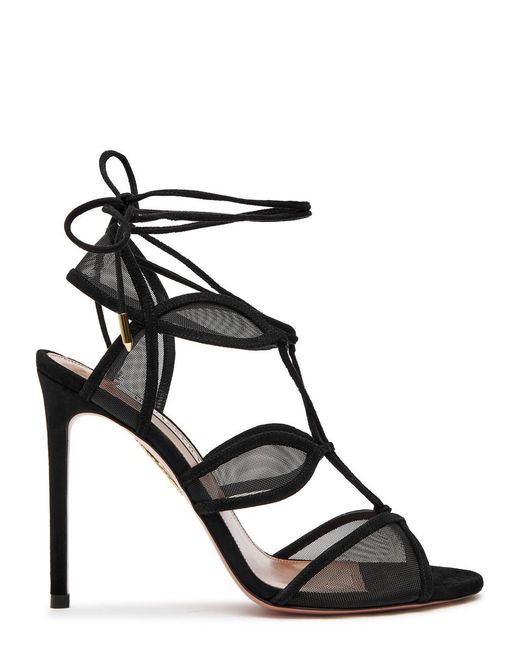 Aquazzura Black Fatal Attraction 105 Suede Sandals