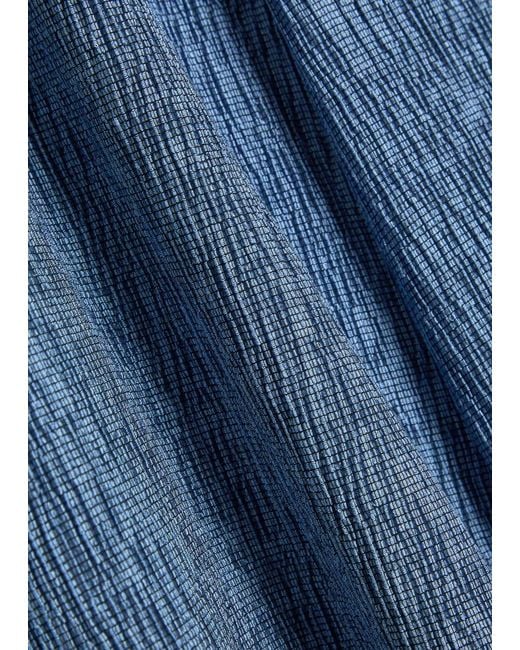 Eileen Fisher Blue Crinkled Wide-Leg Woven Trousers