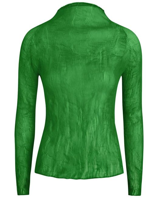 Issey Miyake Green Pleated Chiffon Top
