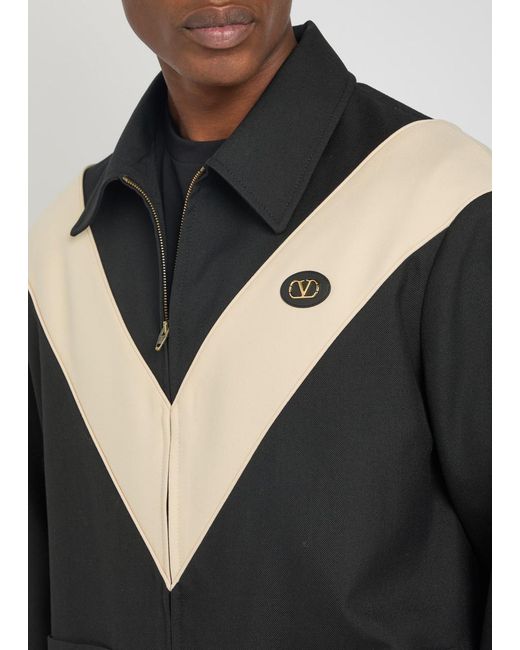 Valentino Garavani Black Panelled Woven Jacket for men