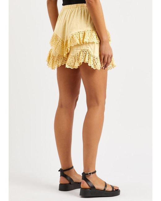 Isabel Marant Natural Sukira Ruffled Cotton Mini Skirt