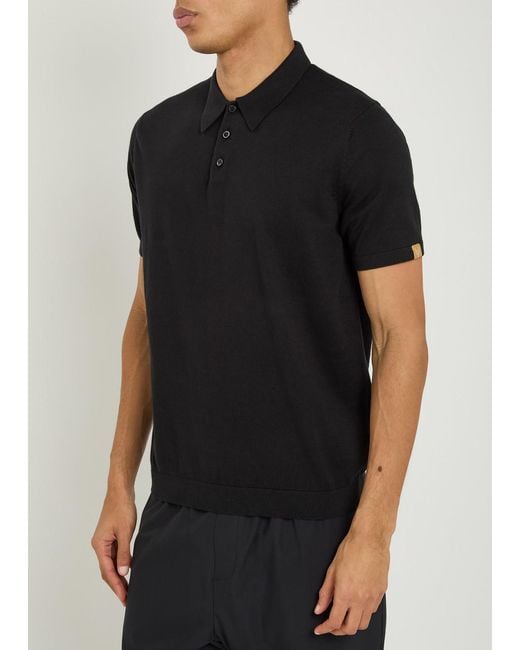 Now You Live Black Pickwell Fine-Knit Cotton Polo Shirt for men