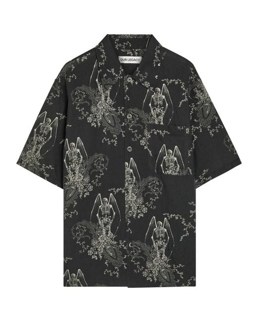 Our Legacy Black Every Printed Cotton-Blend Shirt for men