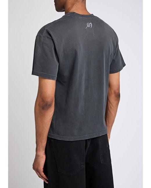 Warren Lotas Blue Mirror Printed Cotton T-Shirt for men