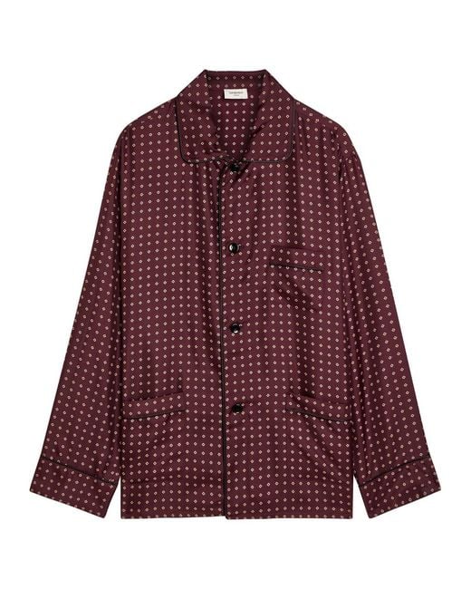 Saint Laurent Purple Patterned Silk Shirt