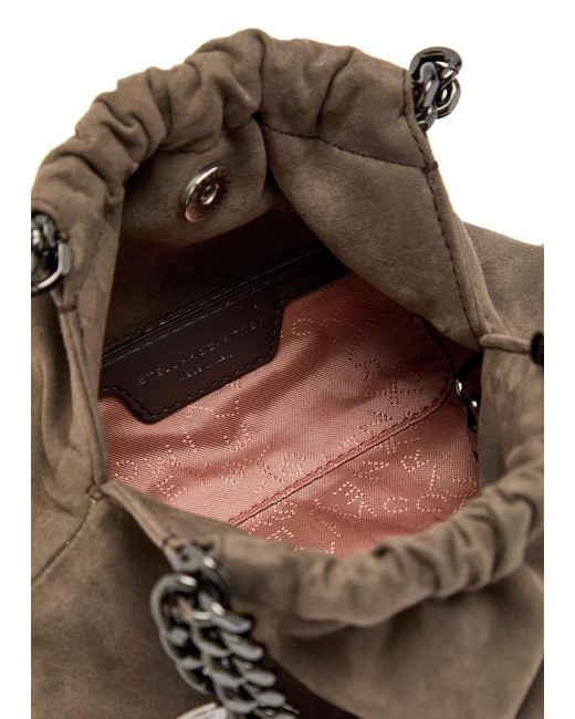 Stella McCartney Brown Falabella Mini Drawstring Faux Suede Bag