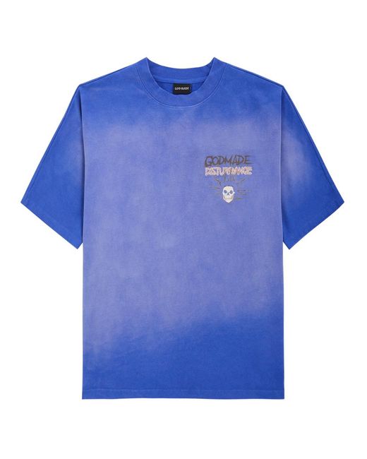 God Made Blue Distress Printed Cotton T-Shirt for men