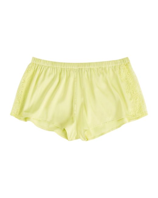 Simone Perele Yellow Satin Secrets Lace-Trim Satin Pyjama Shorts