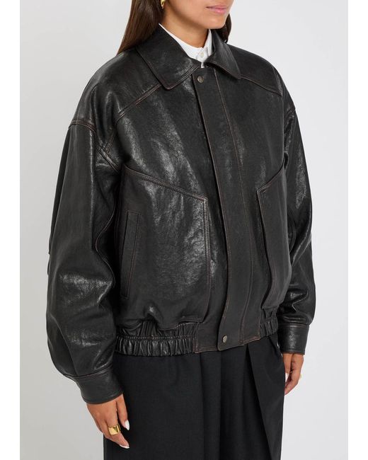 Saint Laurent Black Panelled Faded Leather Jacket