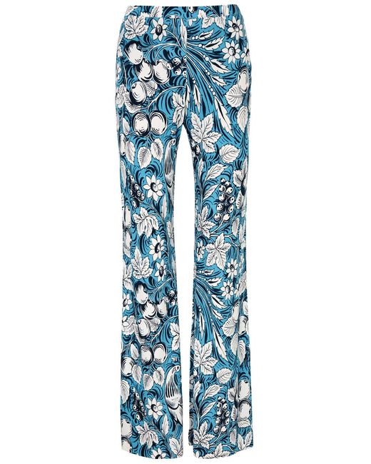 Diane von Furstenberg Blue Brooklyn Floral-Print Jersey Trousers