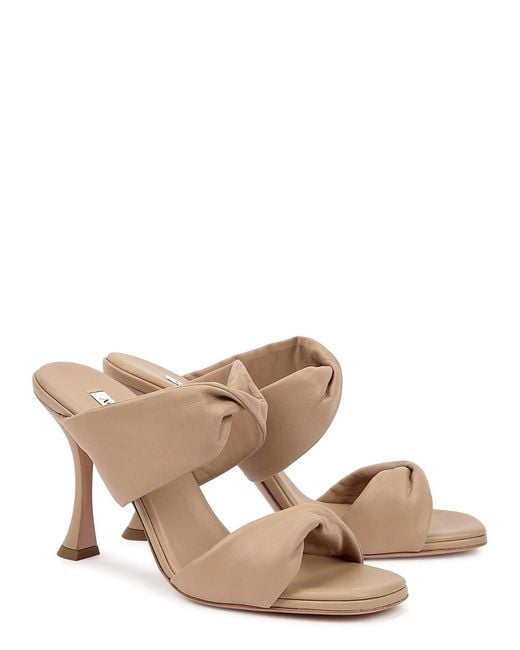 Aquazzura Natural Twist 95 Almond Leather Sandals, Sandals Size 3