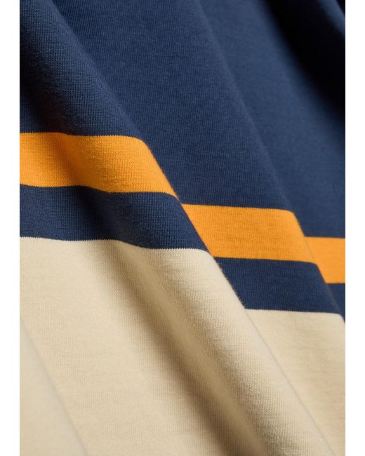 Drake's Blue Striped Cotton Polo Sweatshirt for men