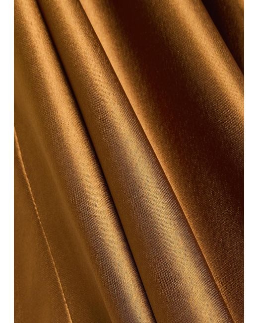Galvan Natural Pandora Scarf-Neck Satin Gown