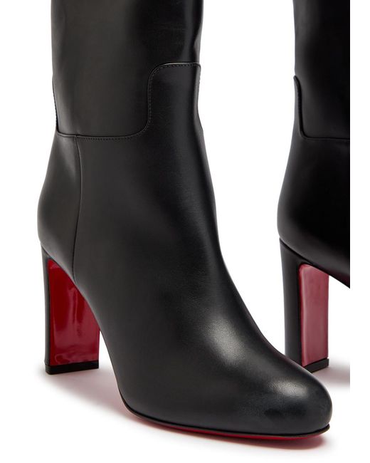 Christian Louboutin Black Loo Botta 85 Leather Knee-High Boots
