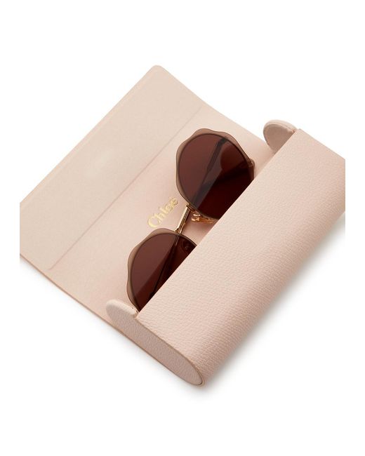 Chloé Brown Honoré Rimless Octagon-frame Sunglasses