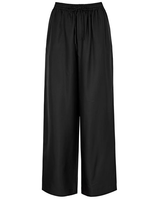 Rohe Black Wide-leg Silk-satin Trousers