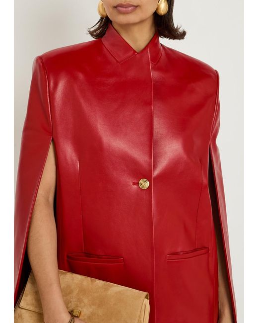 Khaite Red Dolso Open-Sleeve Leather Jacket