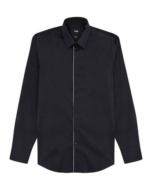 Boss Blue Cotton-Poplin Shirt for men