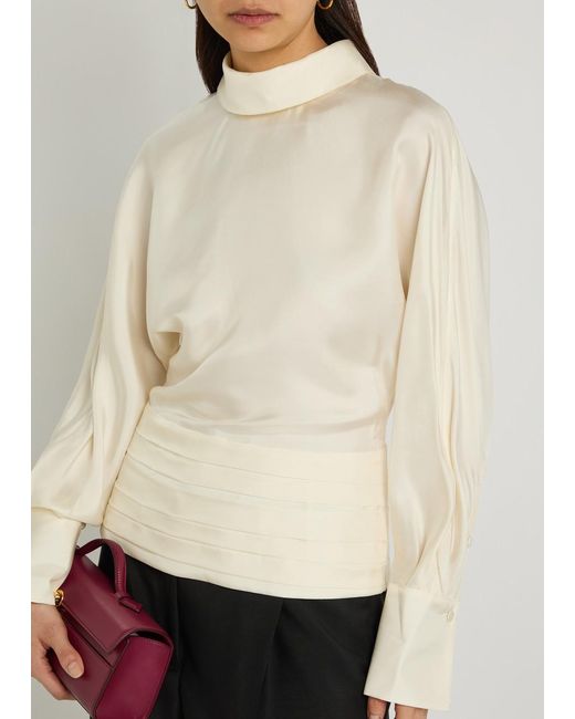 Rohe White Tuxedo Reversed-Collar Silk Top
