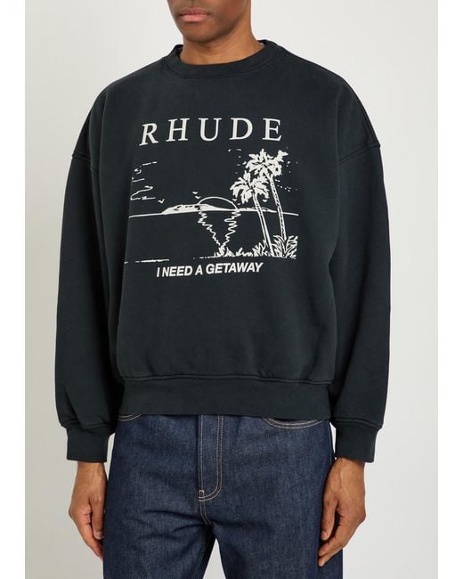 Rhude Black I Need A Getaway Printed Cotton Sweatshirt for men