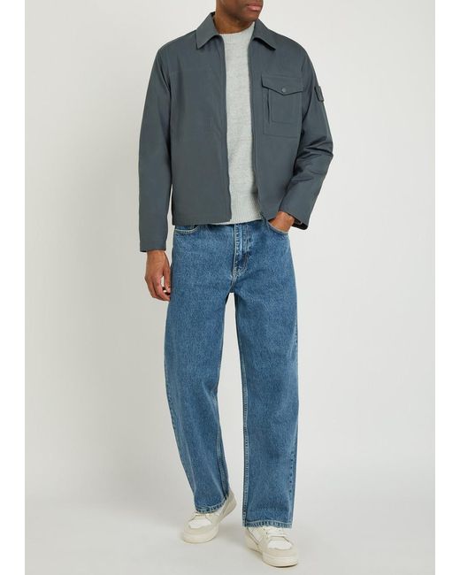 Stone Island Blue Ghost Logo Cotton-Poplin Overshirt for men